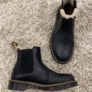 Doctor martins boots with fuzz.